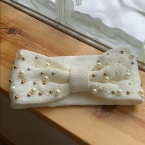 Knit pearl ear muff head band